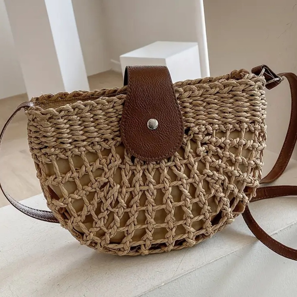 Brown Woven Crossbody Bag
